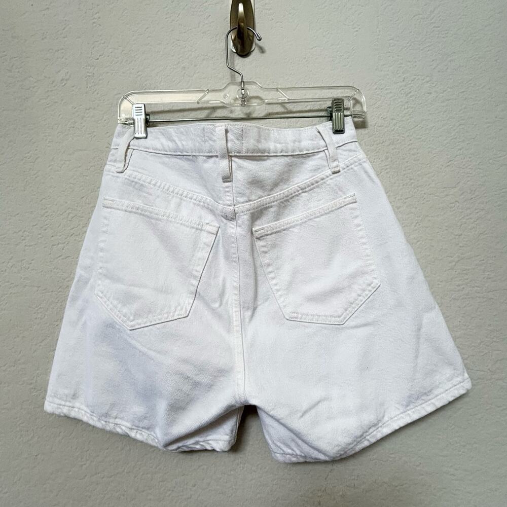 Frame The Easy Shorts High Rise Denim White Size 26 - Picture 3 of 5